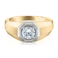 Men's Two-Tone Lab Grown Diamond Wedding Band In 14K Yellow & White Gold (1 Ct. Tw.)