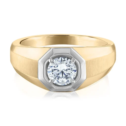 Men's Two-Tone Lab Grown Diamond Wedding Band In 14K Yellow & White Gold (1 Ct. Tw.)