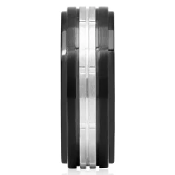 Men's Two-Tone Ring In Black Ion-Plated Stainless Steel, 8Mm