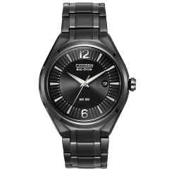 Men's Watch & Bracelet Set In Black Ion-Plated Stainless Steel