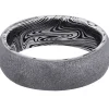 Men's Wedding Band In Damascus Steel & Tantalum, 7Mm