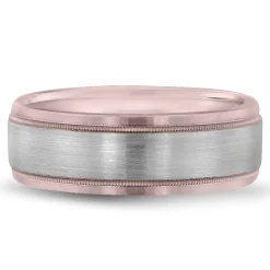 Men's Wedding Band In 14K White And Rose Gold