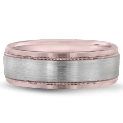 Men's Wedding Band In 14K White And Rose Gold