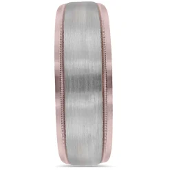 Men's Wedding Band In 14K White And Rose Gold