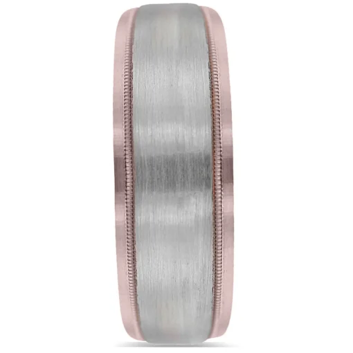 Men's Wedding Band In 14K White And Rose Gold