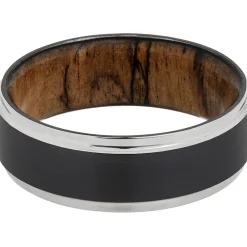 Men's Wedding Band In Wood & Black Zirconium, 8Mm