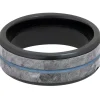 Men's Wedding Band With Blue Cerakote In Tantalum & Black Zirconium, 8Mm
