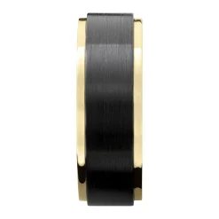 Men's Wedding Band With 14K Yellow Gold In Black Zirconium, 8Mm
