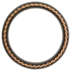 Men's Wedding Band With 14K Rose Gold In Black Zirconium, 8Mm