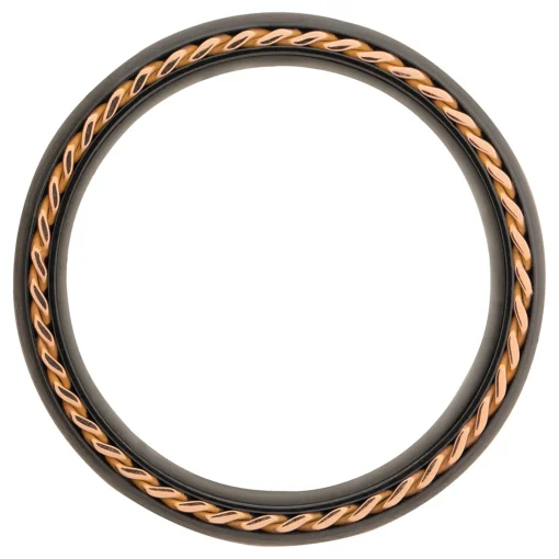 Men's Wedding Band With 14K Rose Gold In Black Zirconium, 8Mm