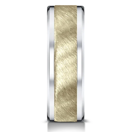 Men's Wedding Band With 10K Yellow Gold Accent In 10K White Gold, 6Mm