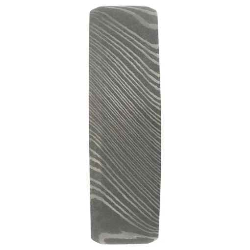 Men's Wedding Band With 14K Rose Gold In Damascus Steel, 7Mm