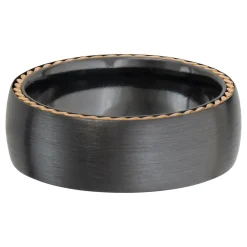 Men's Wedding Band With 14K Rose Gold In Black Zirconium, 8Mm