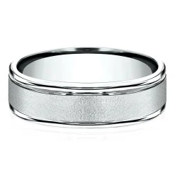 Men's Wirebrush Band In 10K White Gold, 6Mm
