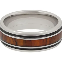 Men's Wood Inlay Wedding Band With Black Cerakote In Cobalt, 8Mm