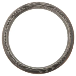Men's Wood Inlay Wedding Band In Damascus Steel