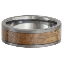 Men's Wood Inlay Wedding Band In Tantalum, 7Mm