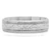 Men's X-Pattern Band In Sterling Silver, 6Mm