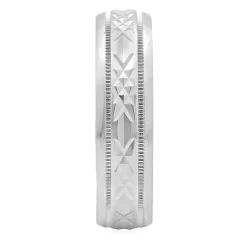 Men's X-Pattern Band In Sterling Silver, 6Mm