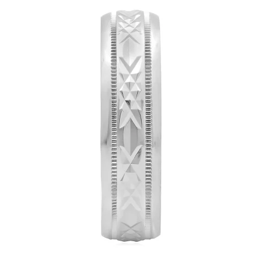 Men's X-Pattern Band In Sterling Silver, 6Mm