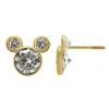 Mickey Mouse Cubic Zirconia Diamond Stud Earrings In 14K Yellow Gold