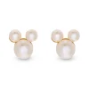 Mickey Mouse Pearl Stud Earrings In 14K Yellow Gold