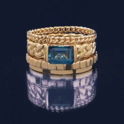 Mini Curb Link Ring In 14K Yellow Gold