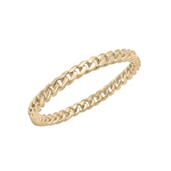 Mini Curb Link Ring In 14K Yellow Gold