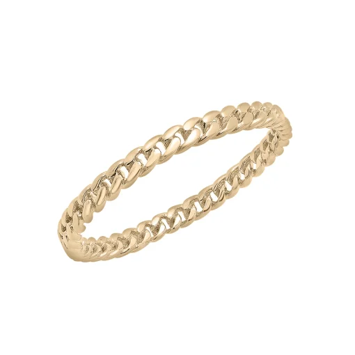 Mini Curb Link Ring In 14K Yellow Gold