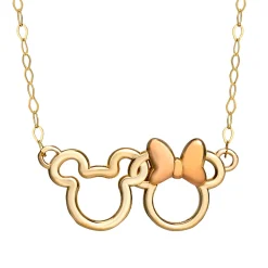 Minnie & Mickey Mouse Necklace In 14K Gold