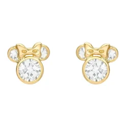 Minnie Mouse Cubic Zirconia Stud Earrings In 14K Yellow Gold