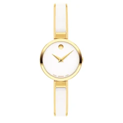 Moda Ladies' Watch In Gold-Tone And White Ceramic, 24Mm