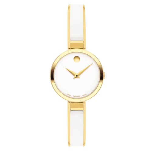 Moda Ladies' Watch In Gold-Tone And White Ceramic, 24Mm