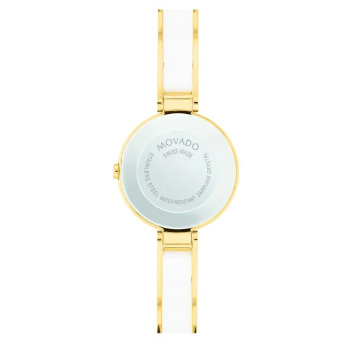 Moda Ladies' Watch In Gold-Tone And White Ceramic, 24Mm
