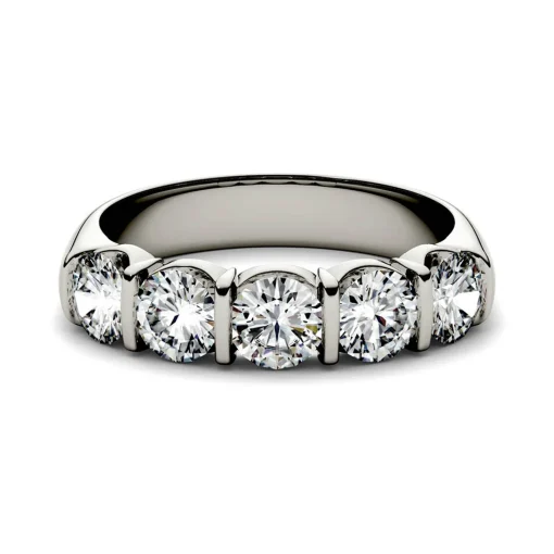 Moissanite Band With Five-Stone Setting In 14K White Gold (1 5/8 Ct. Tw.)