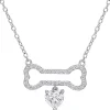 Moissanite Dog Bone Pendant Necklace In Sterling Silver