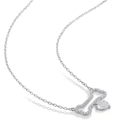 Moissanite Dog Bone Pendant Necklace In Sterling Silver