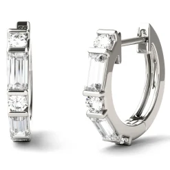Moissanite Huggie Hoop Earrings In 14K White Gold (5/8 Ct. Tw.)