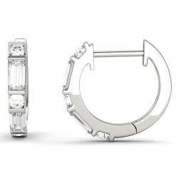 Moissanite Huggie Hoop Earrings In 14K White Gold (5/8 Ct. Tw.)