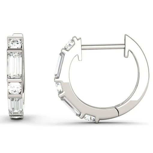 Moissanite Huggie Hoop Earrings In 14K White Gold (5/8 Ct. Tw.)