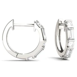 Moissanite Huggie Hoop Earrings In 14K White Gold (5/8 Ct. Tw.)