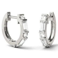 Moissanite Huggie Hoop Earrings In 14K White Gold (5/8 Ct. Tw.)