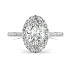Moissanite Oval Halo Ring In 14K White Gold (2 5/8 Ct. Tw.)