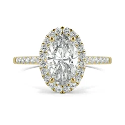 Moissanite Oval Halo Ring In 14K Yellow Gold (2 5/8 Ct. Tw.)