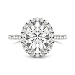 Moissanite Oval Halo Ring In 14K White Gold (3 1/3 Ct. Tw.)