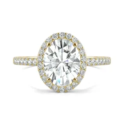 Moissanite Oval Halo Ring In 14K Yellow Gold (2 3/8 Ct. Tw.)