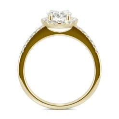 Moissanite Oval Halo Ring In 14K Yellow Gold (2 5/8 Ct. Tw.)