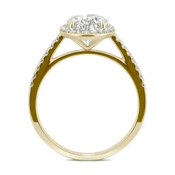 Moissanite Oval Halo Ring In 14K Yellow Gold (2 3/8 Ct. Tw.)