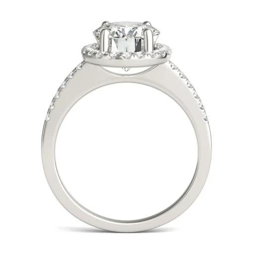 Moissanite Oval Halo Ring In 14K White Gold (3 1/3 Ct. Tw.)