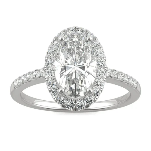 Moissanite Oval Halo Ring In 14K White Gold (2 5/8 Ct. Tw.)